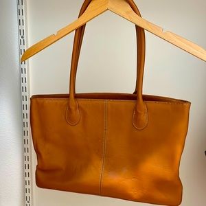 J Crew leather zipper tote